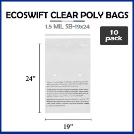 EcoSwift 10 19x24 EcoSwift Self Seal Suffocation Warning Clear Poly Bags Free Shipping