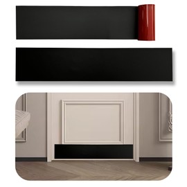 BAJIAOREN 2 Pack Silicone Rubber Door Kick Plate 8x36 Inches Self Adhesive Black Cut-to-Fit KickPlates for 30-36 Inch Wide Doors Peel and Stick On 8''x36''