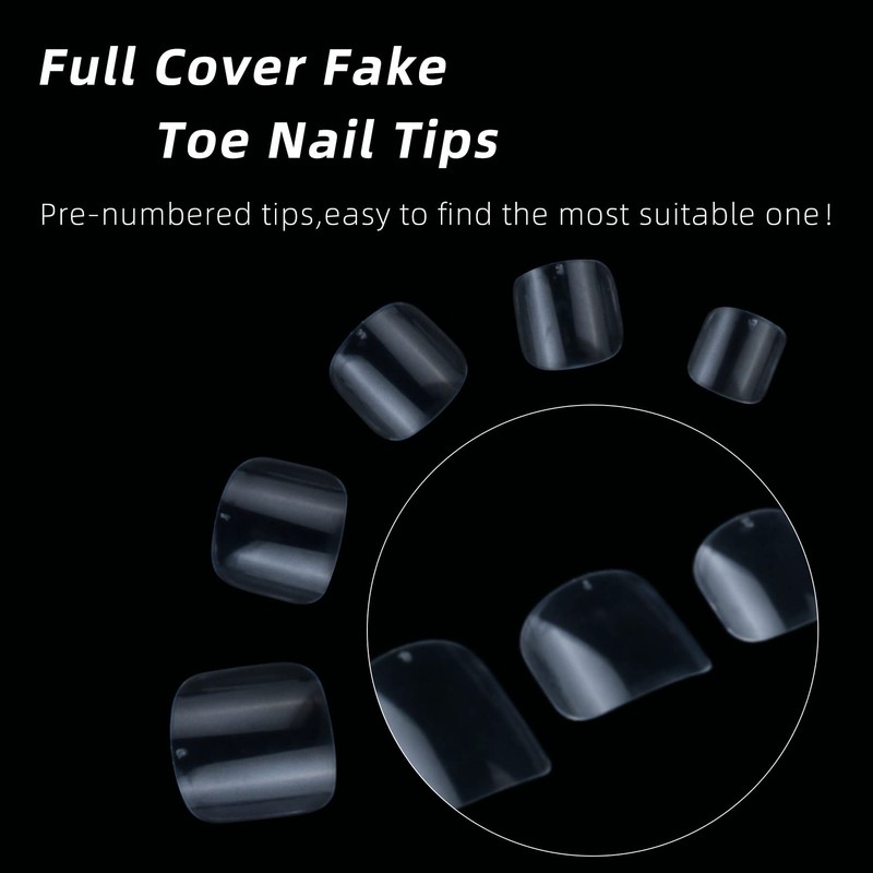 500Pcs Fake ToeNail Tips Full Cover Artificial Toe False Nails
