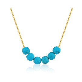 ALRNBY Women's Blue Turquoise Boho Chic Statement Necklace, 18K Gold Plated Brass, Hypoallergenic, Adjustable, Non-Tarnish, Trendy Jewelry Gift