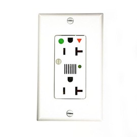 Leviton 8380-IGW 20 Amp, 125 Volt, Decora Plus Duplex Receptacle, Straight Blade, Hospital Grade, Isolated Ground, Surge with Indicator Light, White