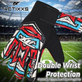 TACTIXXS Soccer Goalie Gloves,Goalkeeper Gloves for Kids,Youth 4mm Latex Palm Football Gloves for Kids with Double Wrist wrap Protection Super Grip (Red, Size 4 Suitable for 6-9 Years)