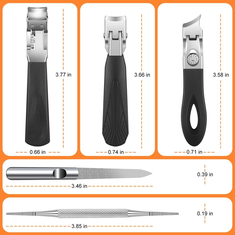 Nail Clipper Set for Thick Nails, 5 Pcs Professional Toenail