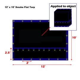FJYW-12' x 10' Truck Tarp - Flat Smoke Tarp - Light Weight, Industrial Grade