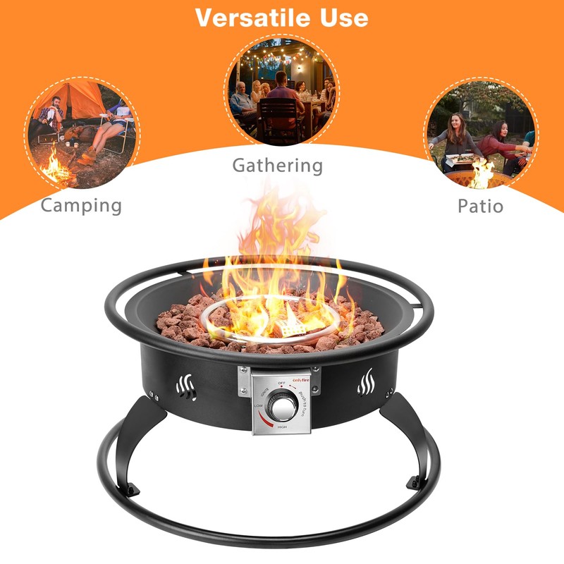 ONLYFIRE OUTDOOR LIVING Propane Gas Fire Pit 22¡±, Portable Smokeless