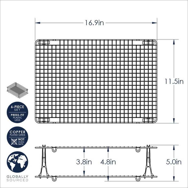 Nordic Ware Stackable Cooling 2 Copper Racks Plus 4 Snap-On