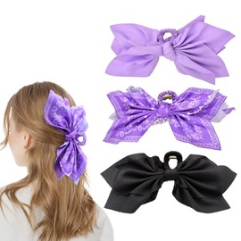 Bow Claw Clips Bow Hair Clips 3PC Purple Big Hair Bows for Women Butterfly Styling Large Hair Clips for Thick Hair for Girls Hair Accessories for Teen