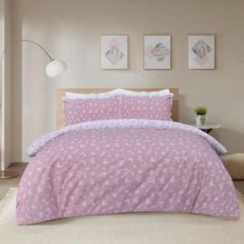 Sleepdown Duvet Cover Set, Blush Pink White, Single