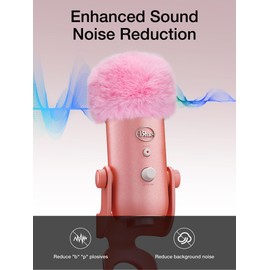 SUNMON Blue Yeti Microphone Pop Filter, Mic Cover Furry Foam for Blue Yeti, Fifine AM8, HyperX SoloCast, Razer Seiren V3 Mini Microphones and Most Mic (Pink)