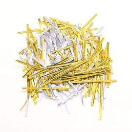 YQ 2 Packs of 1400 Pieces Twist Ties,Foil Ties Metallic Twist Ties for Baking,Party,Candy,Gift Bags（Siver and Gold）