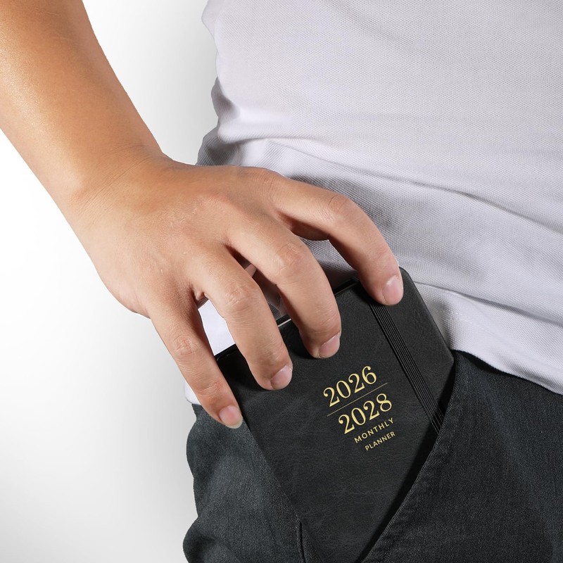 2026-2028 Monthly Pocket Calendar - 3 Year Planner with Faux