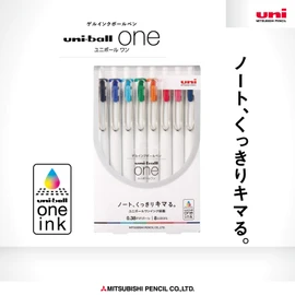 Mitsubishi Pencil UMNS388C Gel Ballpoint Pen, Uniball One, 0.38, Set of 8 Colors