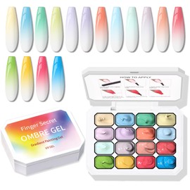 Karroy Sponge Pat Paint Nail Gel, Ombre Nails Gradient Gel Nail Blush Blooming Aura Nails Drawing Stripper Floral Painting DIY Nail Art, No Wipe, UV/LED Curing (16 Colors G)