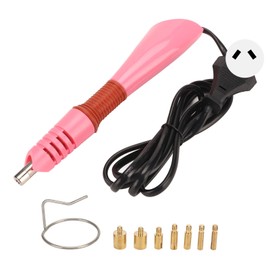 Hot Fix Applicator Self Contained Thermostat Energy Saving Metal DIY Hot Fix Machine with 7 Tips Iron Rings Pink AU Plug 110‑220V