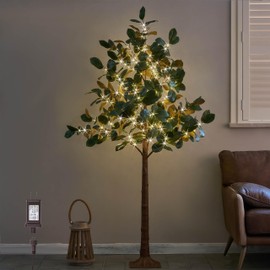 Hairui Lighted Magnolia Tree 6FT 280 LED Fairy Lights, Faux Plant Tree with Lights for Home Holiday Spring Decoration