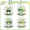 60Pcs Tractor Paper Plates 9" Green Cartoon Tractor Heavy Duty