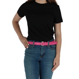 CTM® Women's Leather 1 1/8 Inch Dress Belt, M, Dark Pink