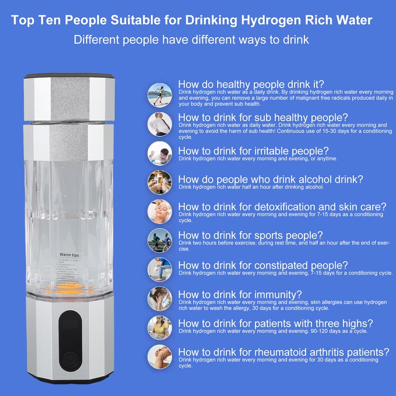 Hydrogen Water Bottle with Colorful Lights Platinum Titanium Electrode 2