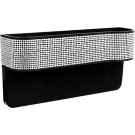 Ipetboom Estuche Organizador para Asiento de Coche Detalles Brillantes Caja Práctica ABS para Almacenamiento Entre Asientos Bolsillo Lateral para Guardar Cartera y Llaves Accesorio para