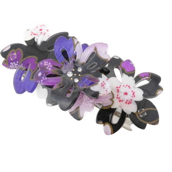 Hair Clip for Women Girls (Barrette 863/Sakura Purple) Flower Aesthetic Hair Clip Hair Clip Flower Crystal Elegant Japanese Hair Accessories