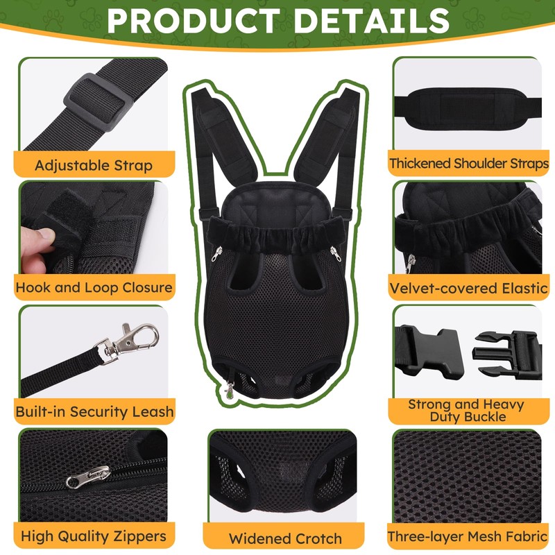 Pet Carrier Backpack, Hands-Free Adjustable Dog Front Carrier Legs Out