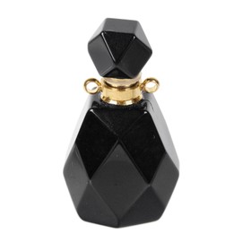 Justinstones Natural Healing Black Obsidian Perfume Bottle Pendants Gemstone Charm 36mm Pendant Bead for Jewelry Making Oil Diffuser DIY