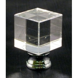 Lamp Finial-Crystal Cube Polished Chrome Base