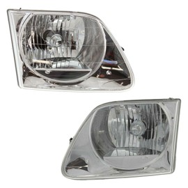 Wbeng for Ford for Expedition 1997-2002 for F150 1997-2003 & Heritage 2004 for F250 1997-1999 2pcs Headlight Left and Right Crystal Clear Lens FO2502182