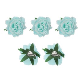 QUARKZMAN Pack of 5 Rose Hair Clips Flower 4 Inch Hair Clip Women's Multicoloured Hair Pins Flowers Hair Accessories for Girls Dancer Party Wedding Beach Mint Green