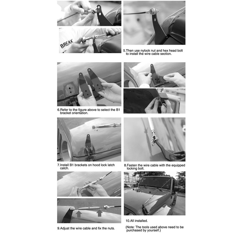 JeCar Limb Risers Kit Hood Protective Sub-line Branches Brackets Exterior