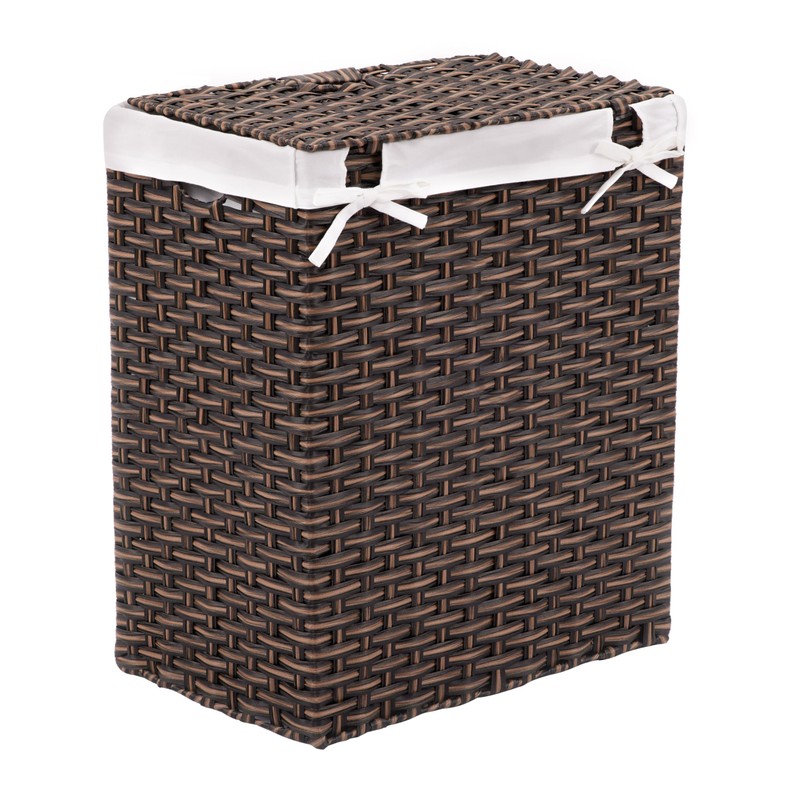 Seville Classics Premium Handwoven Portable Laundry Bin Basket with Carrying