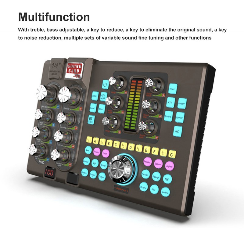 Digital Sound Card Professional Treble Bass Adjustable One Click Noise