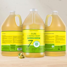 Pure Castile Soap - No Palm Oil, GMO-Free - Gentle Liquid Soap For Sensitive Skin & Baby Wash - All Natural Vegan Formula with Organic Carrier Oils (64 FL Oz, An Unscented)