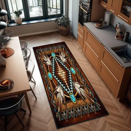 Southwestern Runner Rug 2x6 Hallway Rug Rustic South Western Aztec Tribal Native American Indian,Vintage Area Rugs Non Slip Washable Runner Carpet Throw Accent Carpets for Entryway Kitchen Bedroom