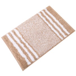 KAMA BRIDAL - Alfombrillas de baño de microfibra a rayas para baño y piso antideslizantes, tapete de baño rápido absorbente de agua, ultra suave, antideslizante, lavable a máquina (beige, 20 x 32