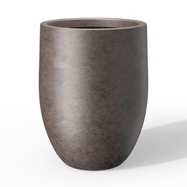 Kante 21.7" H Weathered Brown Tall Planter, Large Outdoor Indoor Decorative Pot with Drainage Hole and Rubber Plug, Modern Round Style for Home and Garden