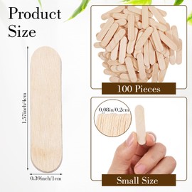100PCS Mini Wood Craft Sticks, Ice Cream Sticks, Treat Popsicle Stick, Natural Wooden Food Grade Craft Stick, for Homeschool Arts and Crafts, Waxing Supplies, Classroom Art Supplies