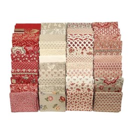 Fields 10 Fat Quarters - Assorted Moda French General France Calico Floral Flowers Red Pink Blue Cream Classic Reproduction Quality Quilters Cotton Fat Quarter Bundle FQs