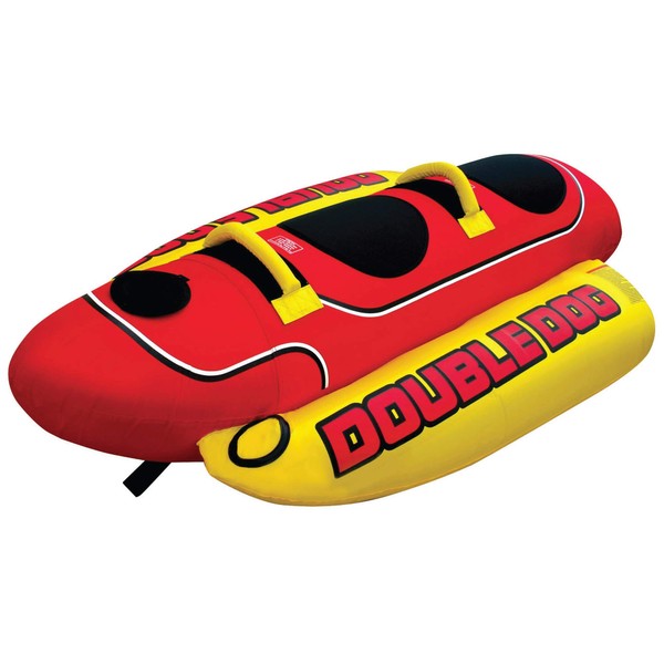 Airhead Double Dog Towable 1-2 Rider Tube for Boating and Water Sports, Double-Stitched Full Nylon Cover, EVA Padding & Padded Handles for Comfort