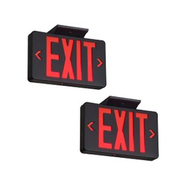 TANLUX Red Exit Sign with Black Housing, LED Emergency Exit Light with Battery Backup, UL Listed, Hardwired Exit Signs with Emergency Lights, Commercial Emergency Lights for Business - 2 Pack