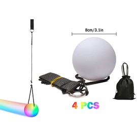 Anlising 4 x LED Poi Balls, LED Glow Poi Balls with Rainbow Colours and Strobe Effect, Improved LED Poi, LED Poi Juggling Balls, Luminous, for Dance, Beach, Camping, Light Shows, Raves Party
