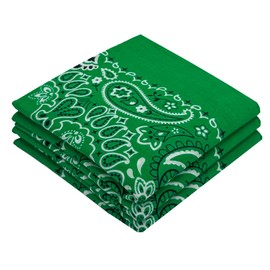 EVERY-VILLE Where EVERYone is Welcome Classic Paisley Bandanas - 3 Pack Gift Set, 100% Cotton, 22x22 Inches, Dark Green, Large