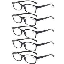 Reading Glasses 5 Pairs Quality Readers Spring Hinge Vintage Glasses for Reading for Men and Women (5 Pack Black, 2.5)