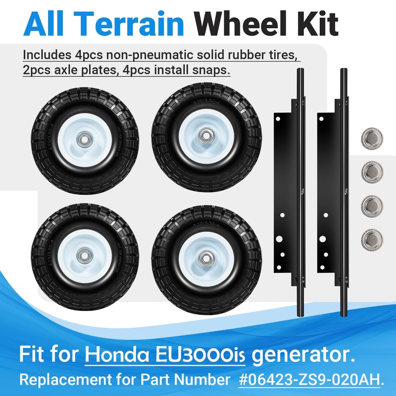 All Terrain Wheel Kit, Fit for Honda EU3000is Generator, Solid