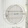 Oakrain Floating Shelves, Round Wall Shelves, 2-Tier Bamboo Shelves, Dia25.98