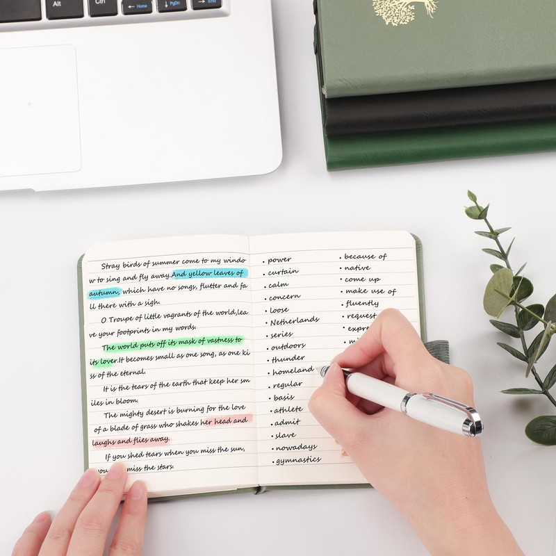 EMSHOI Notebook A6 Lined with Inner Pocket, 80 Sheets/160 Numbered