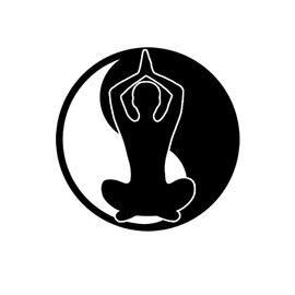 Yoga Sitting Pose Yin Yang 6" Vinyl Sticker Car Decal (6" White)