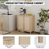 GarveeHome Freestanding Rattan Storage Cabinet with Doors & Adjustable Shelves,
