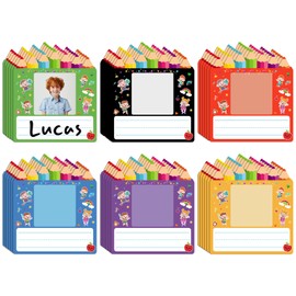 HEYINSHEN 36 Pcs Kids Name Tags for School Kids Photo Nameplates for Classroom Desk Name Tags Labels Stickers with Photo Space Self-Adhesive Stickers for Back to School Decor for Desk Bins Cubbies
