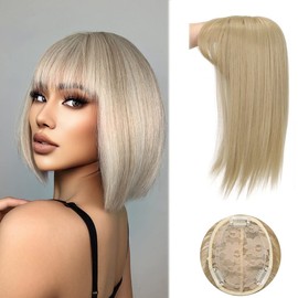 Uotp Synthetic Hair Crown Topper Closure Women Top Toupees Silky Straight Hair Topper with Clips (14" Straight, #24)